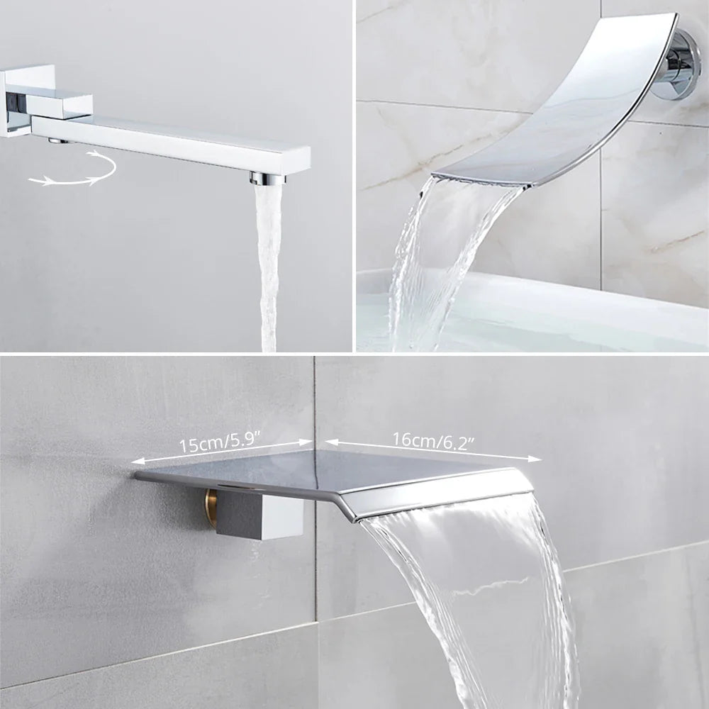 Afralia™ Chrome Shower System: Wall Mounted Rain Shower Head and Faucet Set