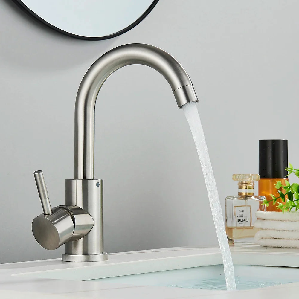 Afralia™ Matte Black Brass Basin Faucet Single Handle Hot Cold Mixer Tap