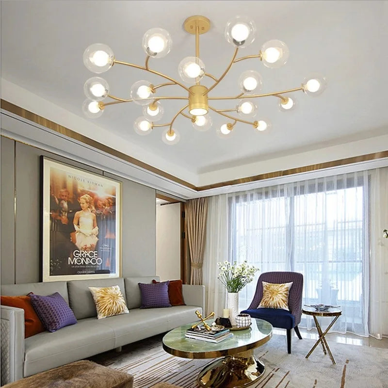 Afralia™ Black Glass Ball Molecule Chandelier - Nordic Luxury Design