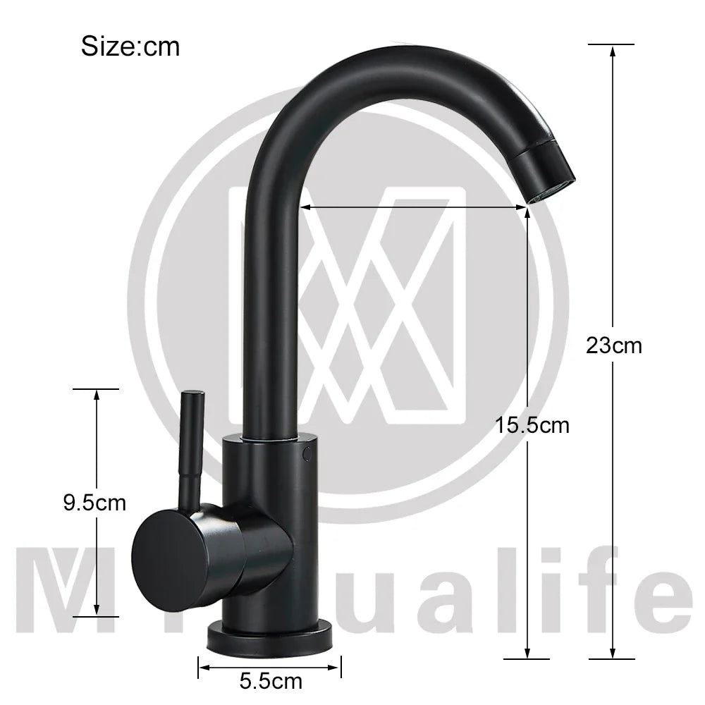 Afralia™ Matte Black Brass Basin Faucet Single Handle Hot Cold Mixer Tap