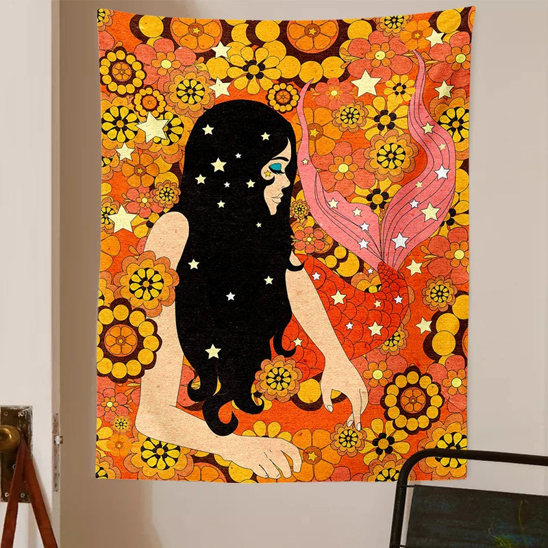 Afralia™ Retro Colorful Tapestry Wall Hanging for Girls Dorm Decor