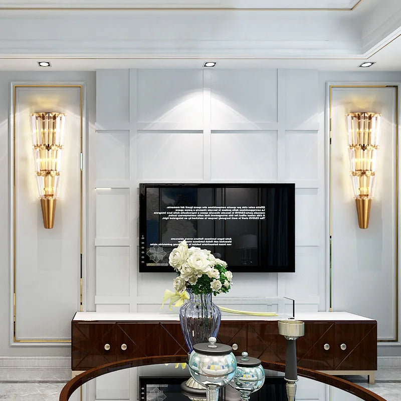 Afralia™ Crystal Torch Wall Lamp: Modern Light Luxury for Living Room, Bedroom, Study, Restaurant.