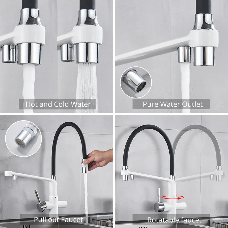 Afralia™ Dual Spout Water Filter Faucet with 360° Rotation - Kitchen Mixer Tap