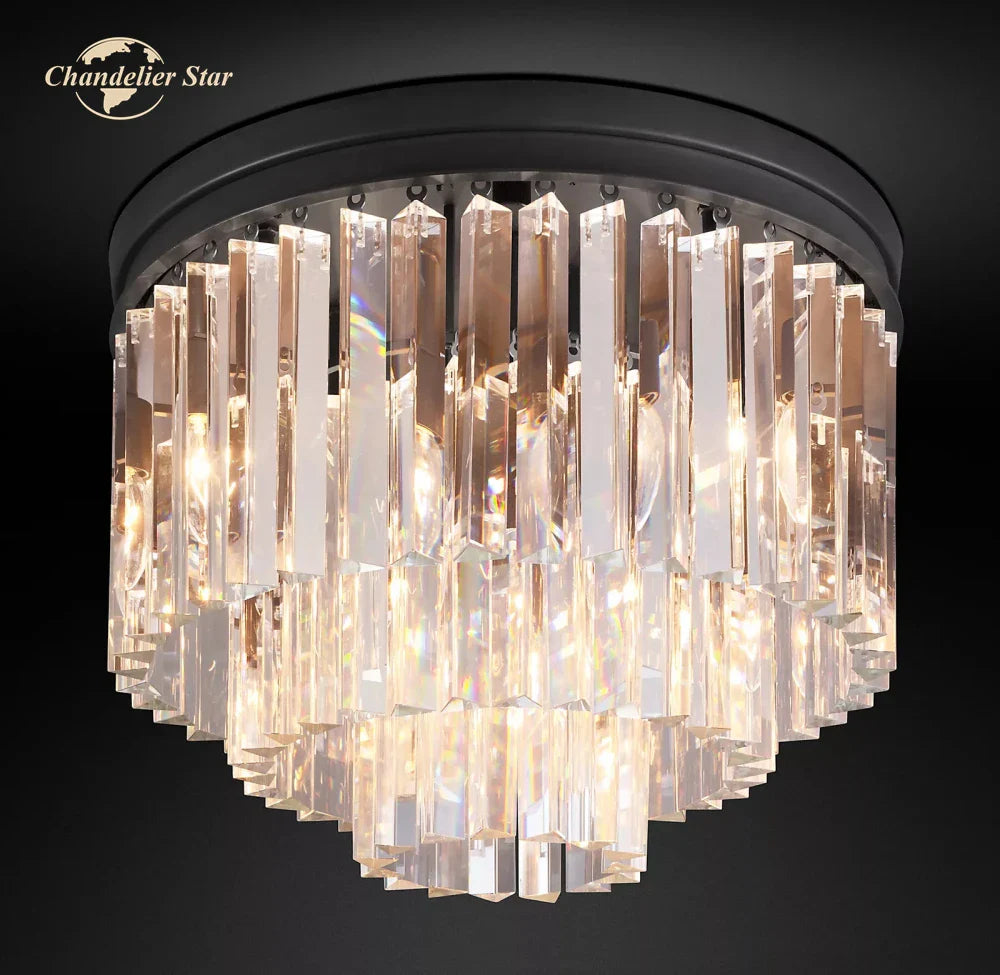 Afralia™ Crystal Flushmount Chandelier - Modern Ceiling Light for Living Room