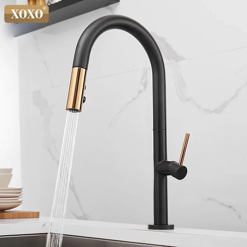 Afralia™ Pull Out Kitchen Faucet Cold Hot Mixer Tap Single Holder Sink Faucet