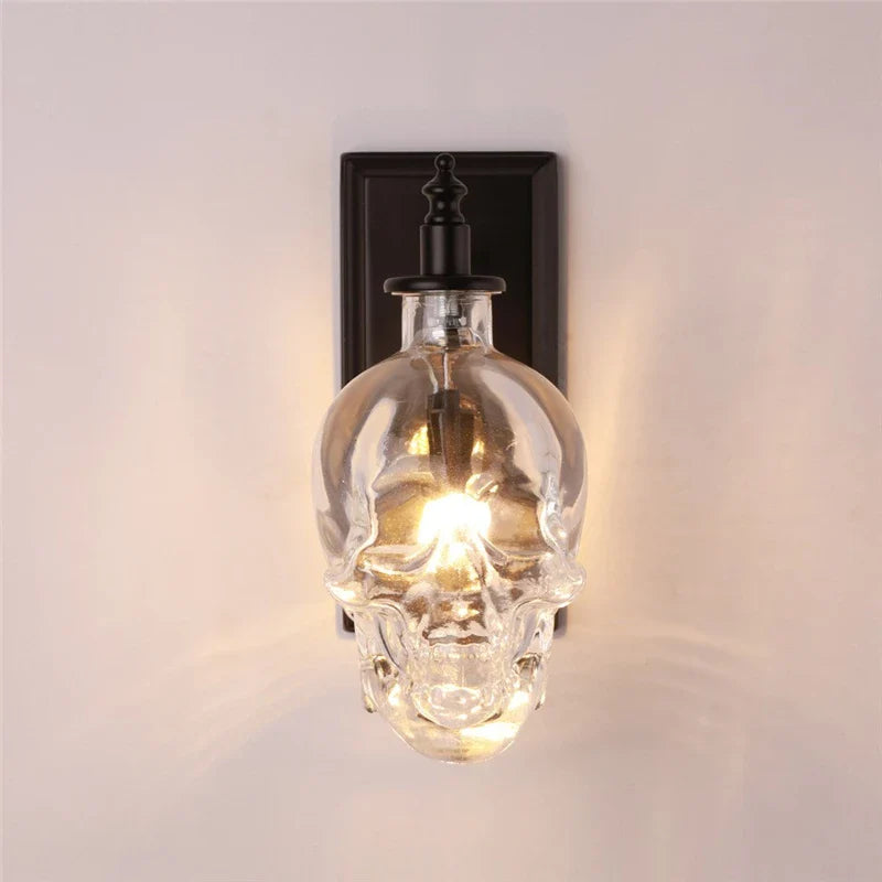 Afralia™ Glass Skull Wall Sconce: Nordic Industrial Vintage LED Wall Lamp for Living Room & Bedroom.