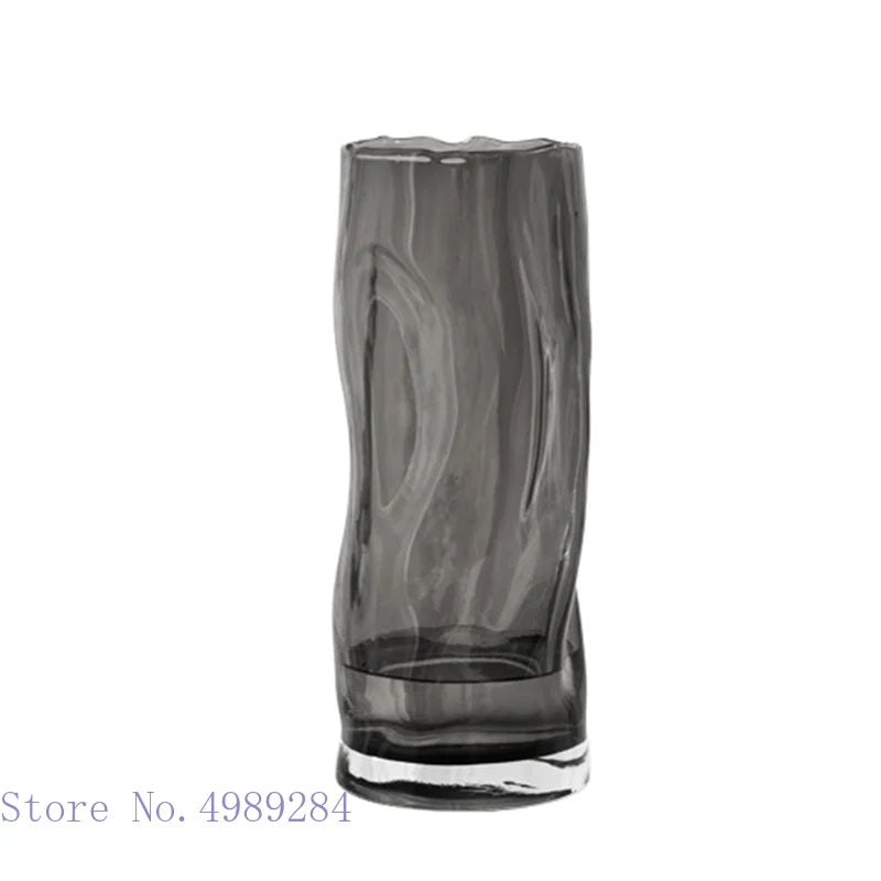 Afralia™ Fold Lines Glass Vase for Hydroponic Flower Arrangement and Home Decoration