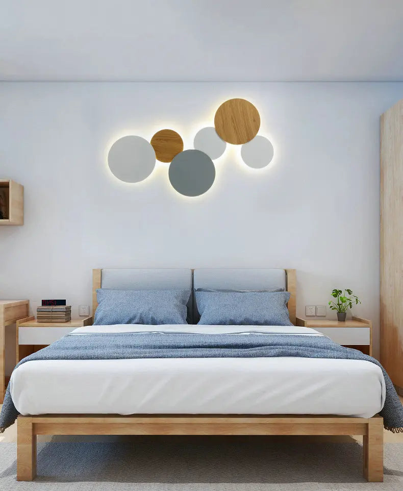 Afralia™ Modern Moon LED Wall Lamp: Dimmable Round Metal Light for Indoor Staircase and Bedside.