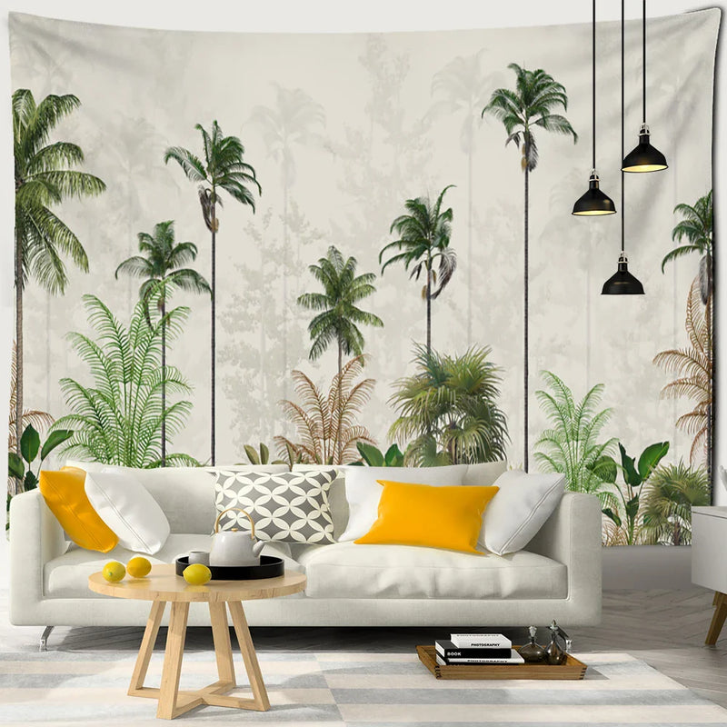 Afralia™ Banana Tree Mist Tapestry Wall Hanging Boho Hippie Polyester Home Decor