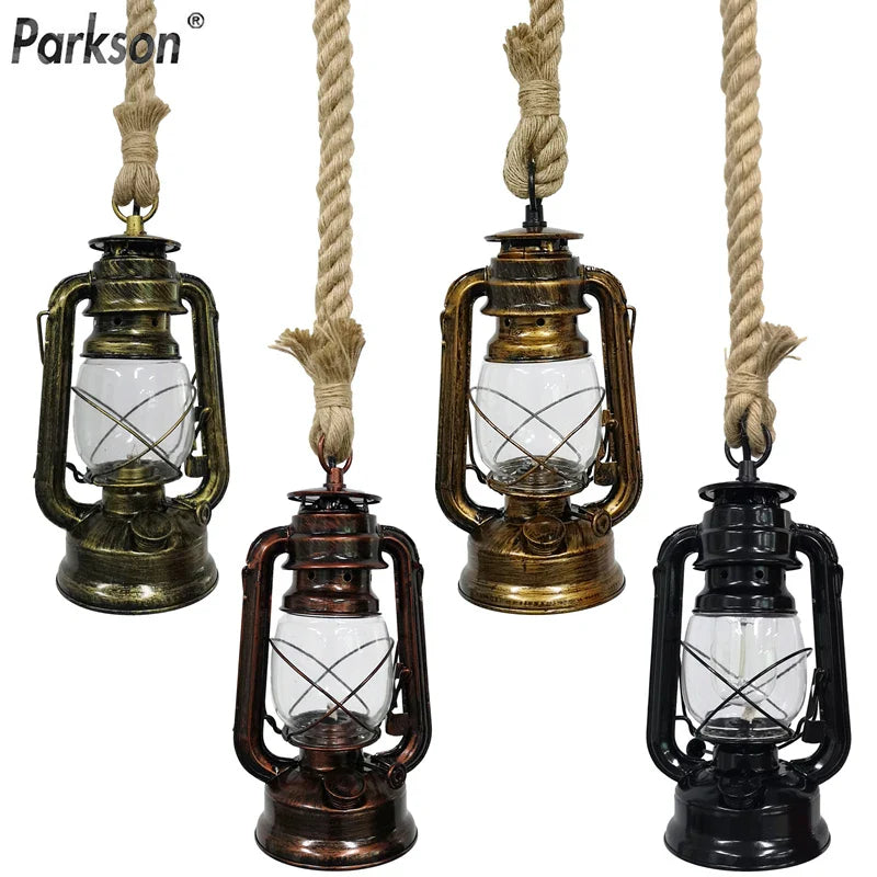 Afralia™ Vintage Rope Pendant Light Industrial Loft Bar Lamp