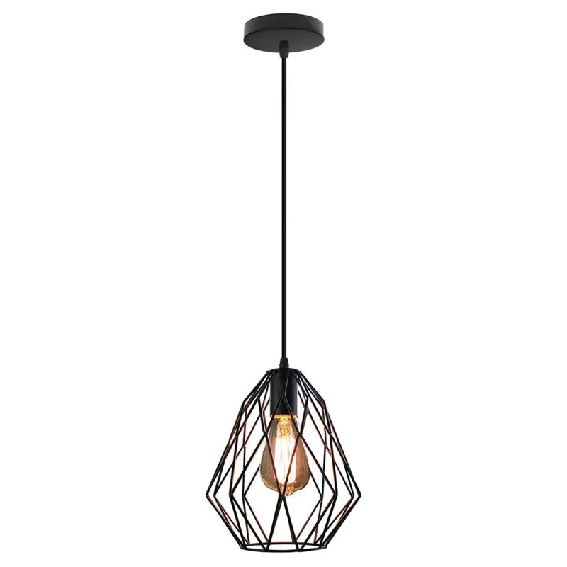 Afralia™ Iron Metal Cage Pendant Lamp Industrial Vintage Ceiling Light