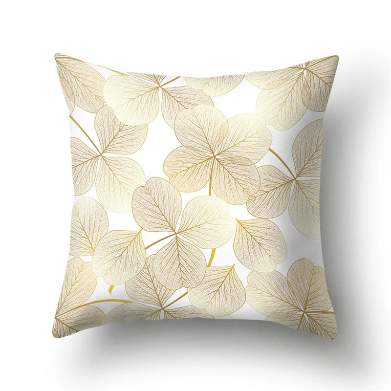 Afralia™ Tropical Leaves Flower Pillow Case Feather Dandelion Cushion Cover - Fresh Geometric Peachskin Pillowcase