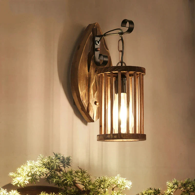 Afralia™ Wood Light Bar Sconce | Retro Industrial Style for Restaurant Aisle and Bedside