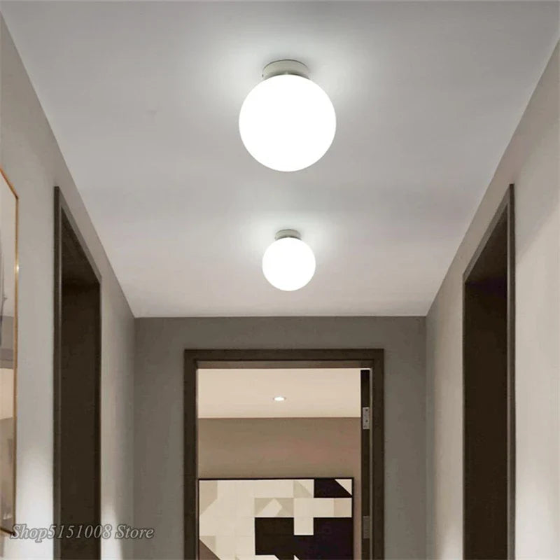 Afralia™ Glass Ball Ceiling Light: Modern Round White Fixture for Kitchen, Small Globe Lamp