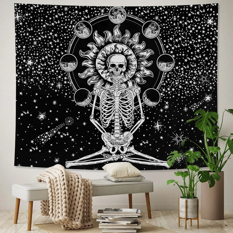 Afralia™ Moon Phase Meditation Tapestry Home Decor - Hippie Mandala Yoga Mat