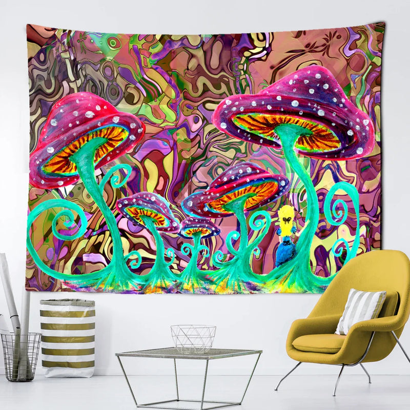 Afralia™ Mushroom Mandala Tapestry Wall Hanging Hippie Psychedelic Room Decor