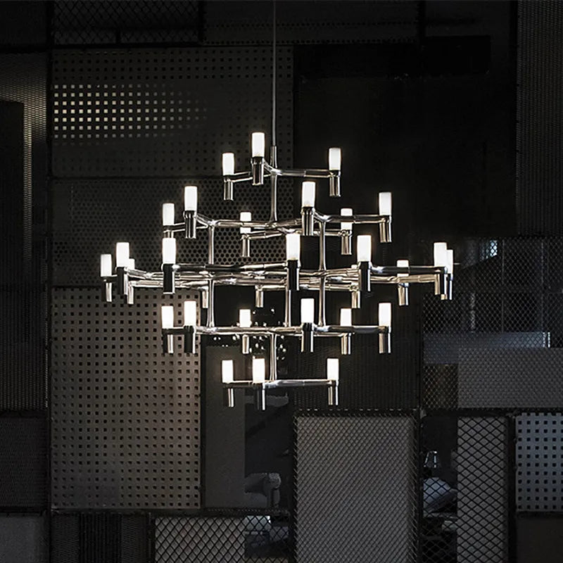 Afralia™ Luxury Villa Foyer Metal Chandelier - Modern Adjustable Gold Silver Pendant Lighting