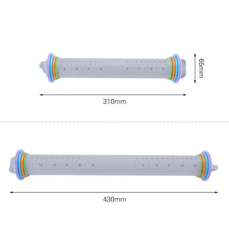Afralia™ Adjustable Silicone Rolling Pin for Fondant Cake Pastry Decor - Bakeware Tool