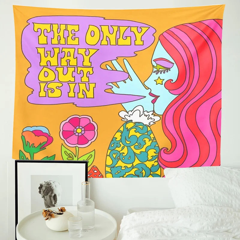 Afralia™ Retro Hippie Tapestry: Trippy Psychedelic Wall Decor for Girls Dorm