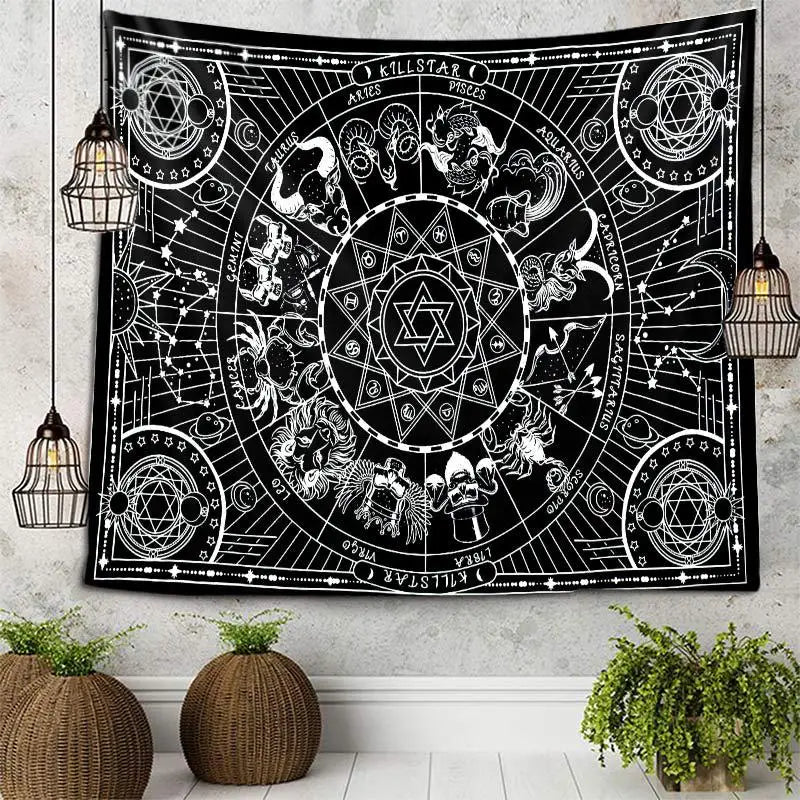 Afralia™ Mandala Sun Moon Tapestry Wall Hanging Hippie Decor Rug 95x73cm