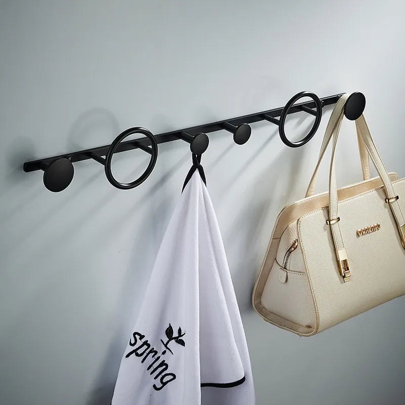 Afralia™ Brass Towel Hook Set Bathroom Kitchen Hanger Gold Black Row Robe Hat Clothes