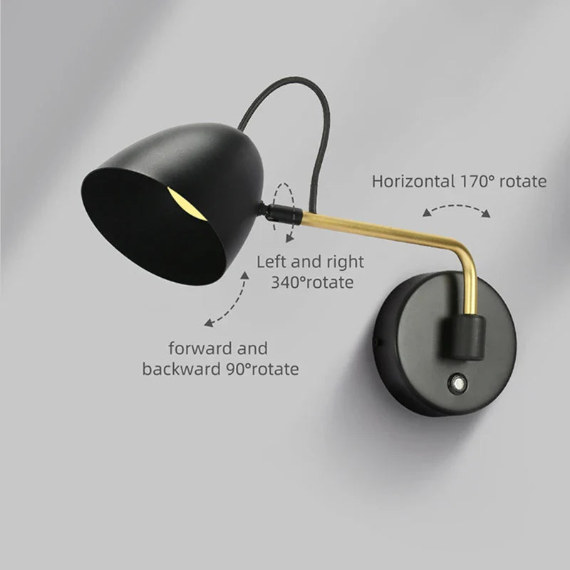 Afralia™ Swing Arm LED Wall Lamp, Dimmable with Touch Switch, for Bedside, Study, Living Room