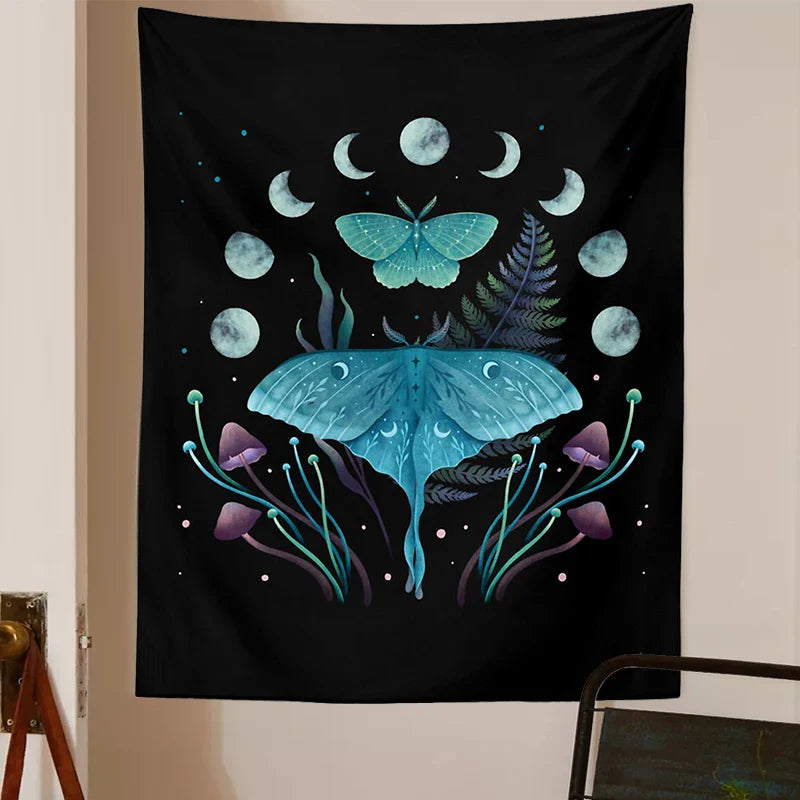 Nordic Boho Psychedelic Butterfly Tapestry for Witchcraft Tarot Wall Art by Afralia™