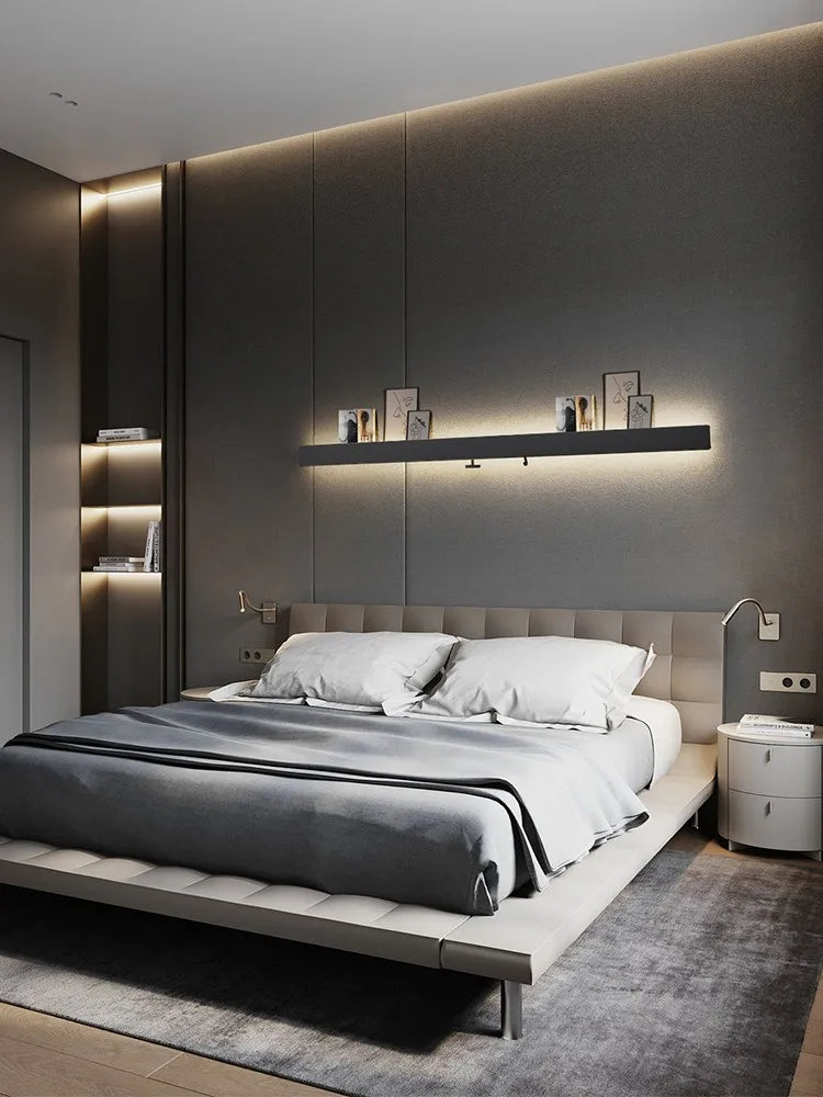 Afralia™ Minimalist Wall Lamp for Bedroom with Storage and Hooks