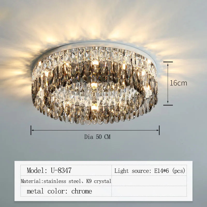 Afralia™ Crystal Chrome Ceiling Lamp - Simple Modern Nordic Living Room Dining Bedroom Lighting