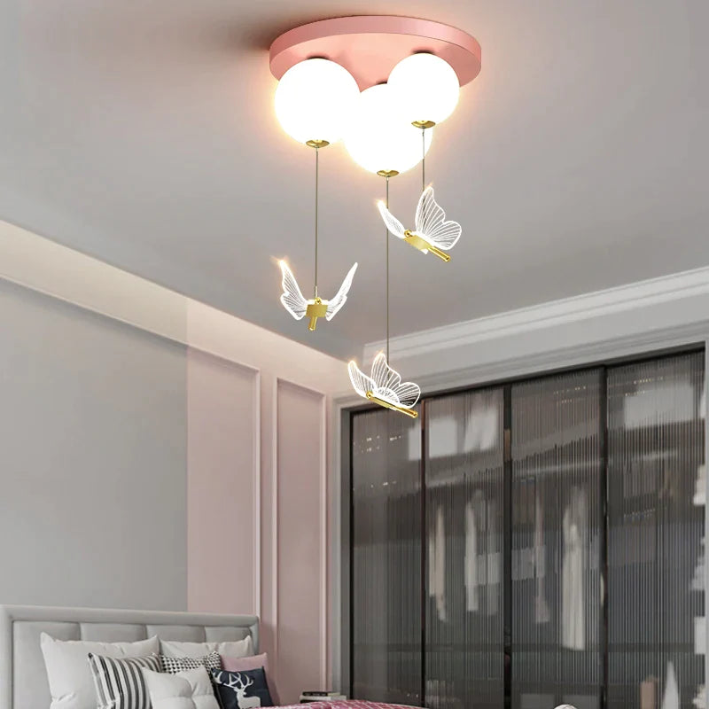 Afralia™ Butterfly Ball Ceiling Lamp: Warm & Romantic Pendant Light for Children's Room