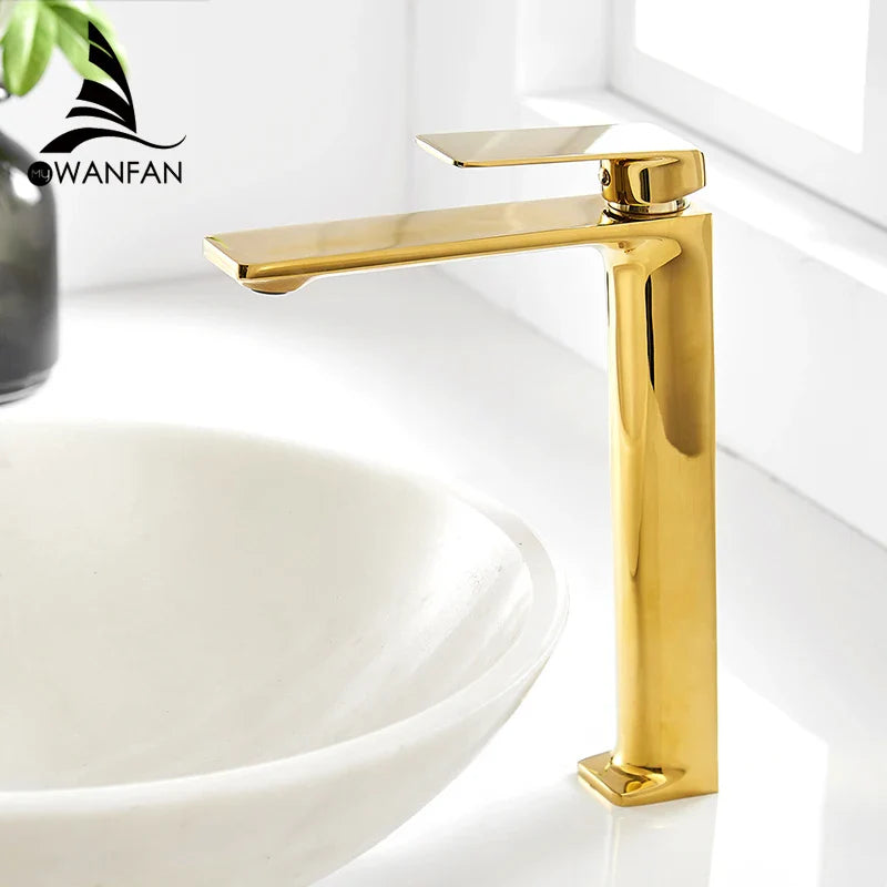Afralia™ Gold Single Handle Basin Faucet Deck Vintage Wash Mixer Tap