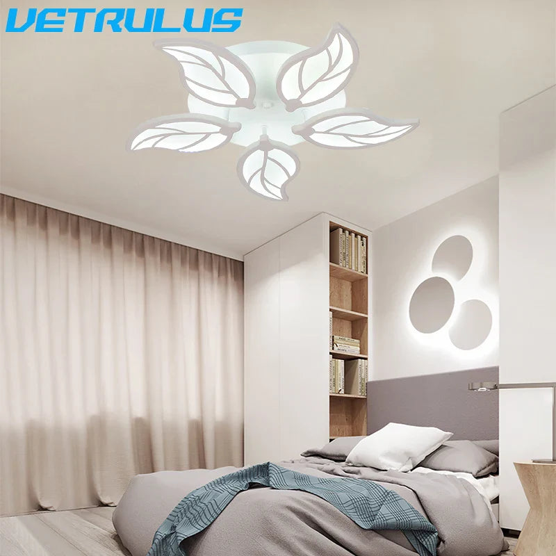Afralia™ Modern Leaf Design Ceiling Chandelier & Wall Lamps Set