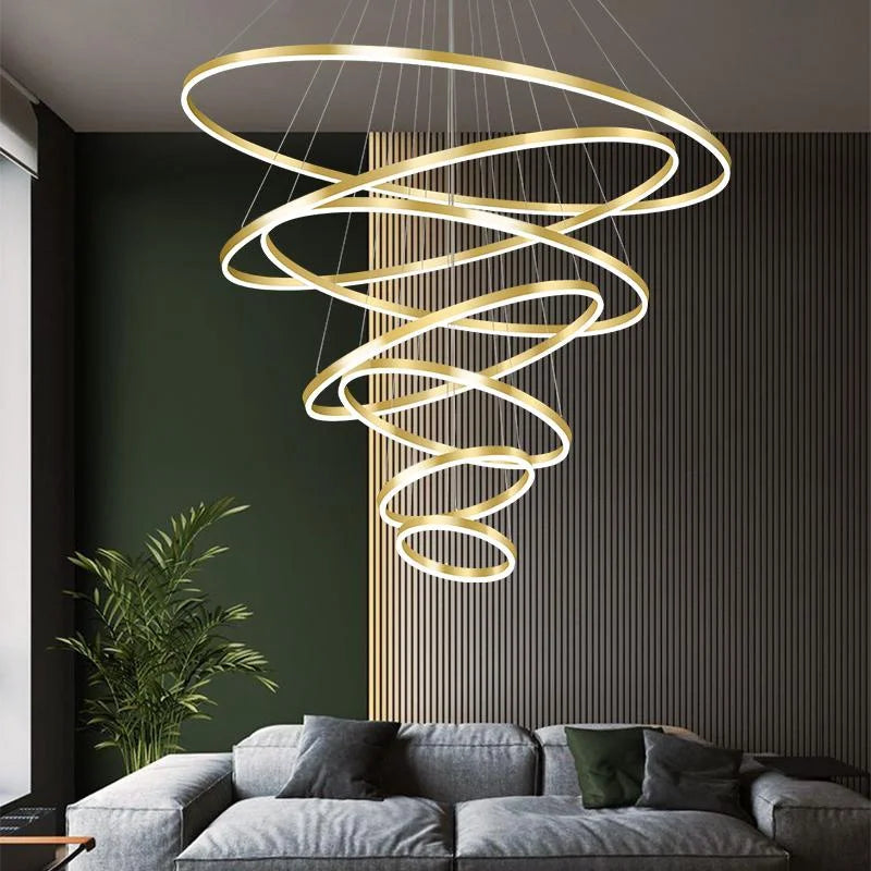 Afralia™ Ring LED Chandelier: Modern Nordic Minimalism for Villa Living Room Pendant Lighting