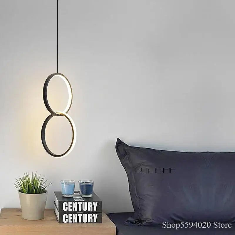 Afralia™ Modern Minimalist Ring Pendant Light LED Hanging Lamp Fixture for Bedroom, 110v/220v