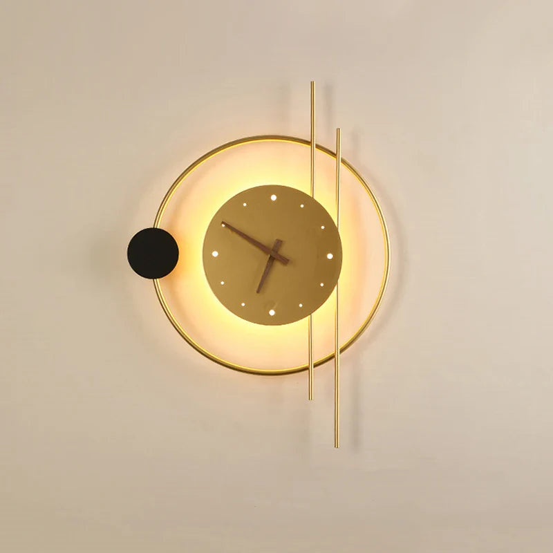 Afralia™ Nordic LED Art Clock Design Wall Sconce for Aisle Bedroom Living Room Lighting