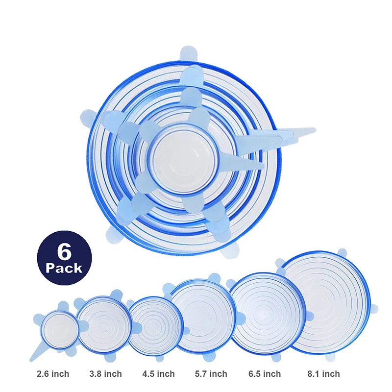 Afralia™ Silicone Stretch Lids Set of 6 - Reusable Universal Kitchen Accessories