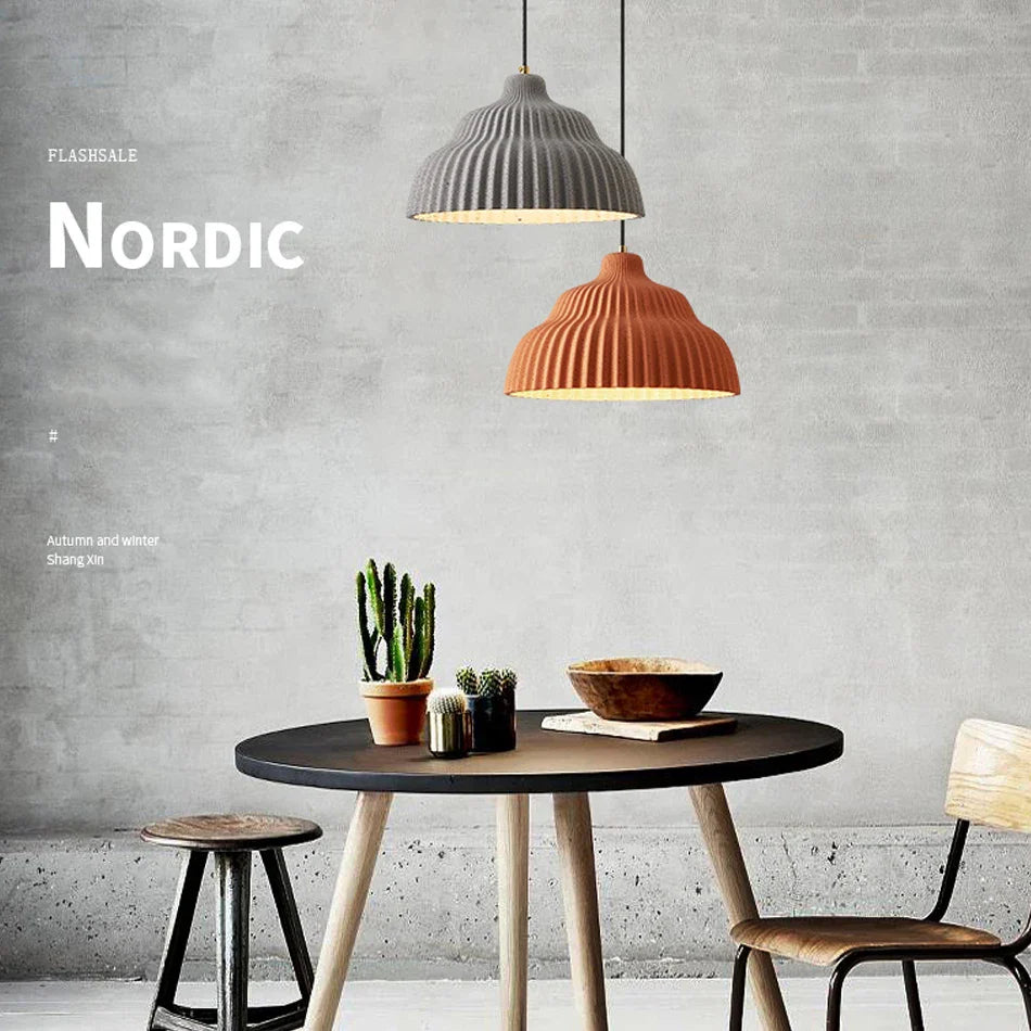 Afralia™ Nordic Concrete Loft Pendant Chandelier Dining Room Kitchen Light
