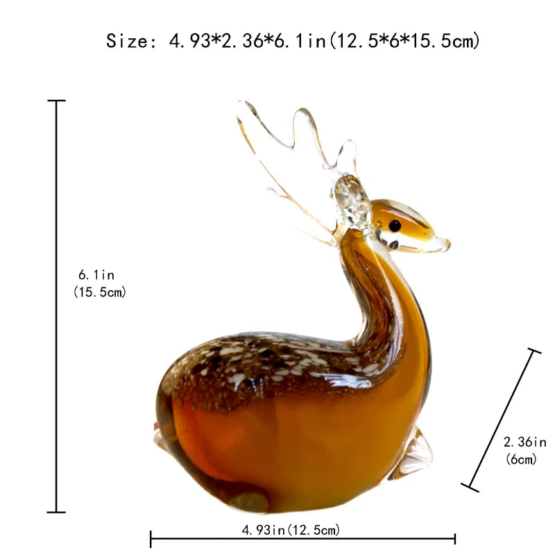 Afralia™ Hand Blown Glass Sika Deer Figurine - Cute Home Decor or Gift