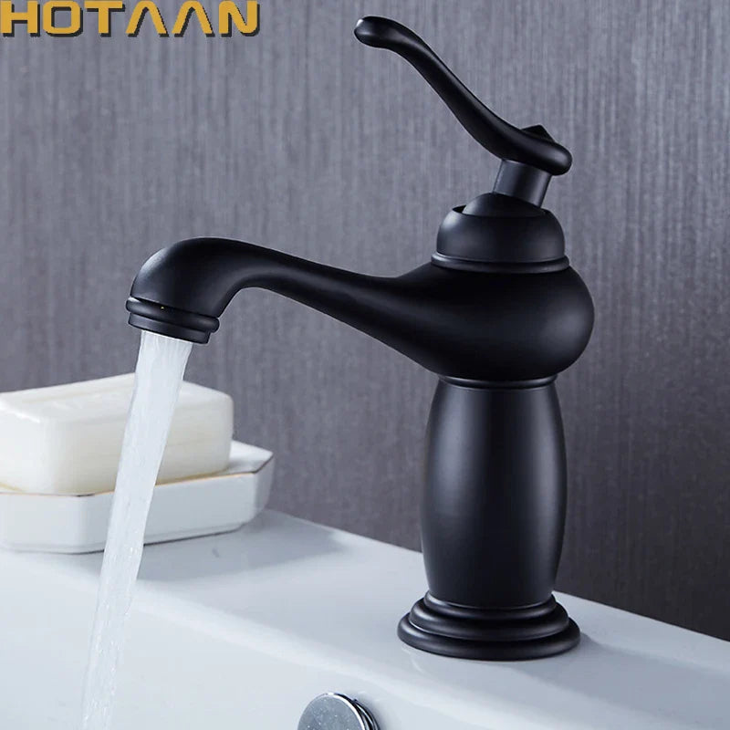 Afralia™ Black Brass Bathroom Basin Faucet with Ceramic Mixer Tap