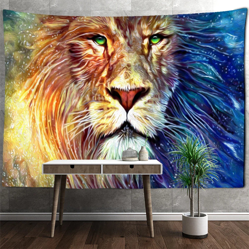 Colorful Lion Tapestry Wall Hanging Bohemian Style Hippie Afralia™ Home Decor