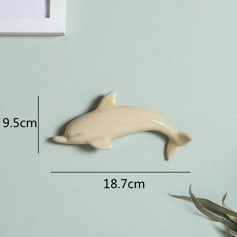 Afralia™ Dolphin Fish Ocean Background Ceramic Wall Decoration for Children's Room
