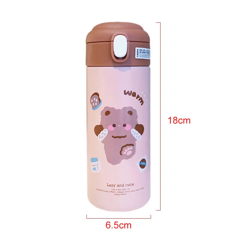 Afralia™ Cute Insulated Straw Cup Thermal Water Bottle Stainless Steel Vacuum Flask