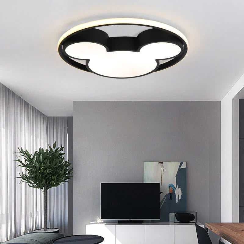 Afralia™ 34W LED Mickey Mouse Ceiling Light for Children's Bedroom and Living Room