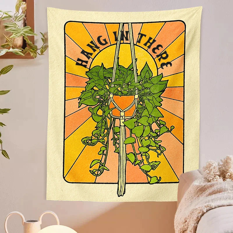 Afralia™ Botanical Tapestry Wall Hanging for 70s Aesthetic Home Decor