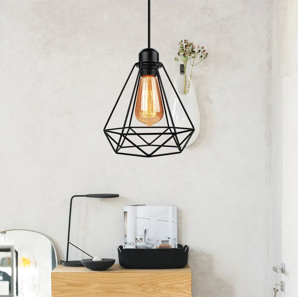 Afralia™ Industrial Vintage Iron Cage Pendant Light for Home Kitchen Living Room Décor