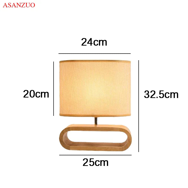 Afralia™ Nordic Wood Table Lamp with Cloth Lampshade for Living Room and Bedroom