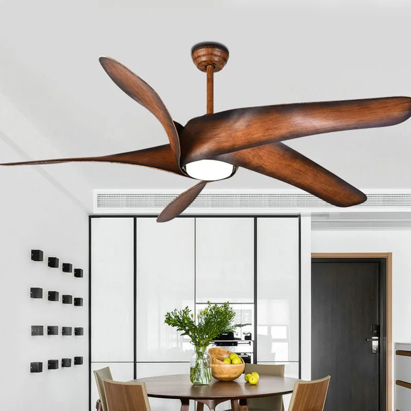 Afralia™ 60" Brown Blades Ceiling Fan with Lights Remote Control LED Light