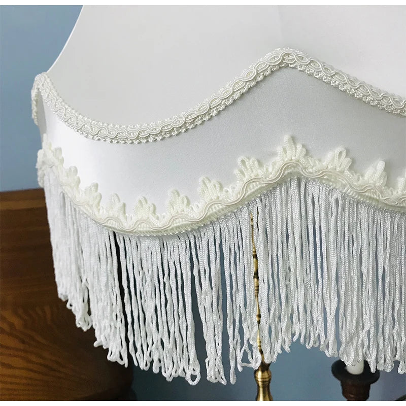 Afralia™ Fringed Cloth Lampshade European Modern Style Luxury Handmade Bedroom Lobby