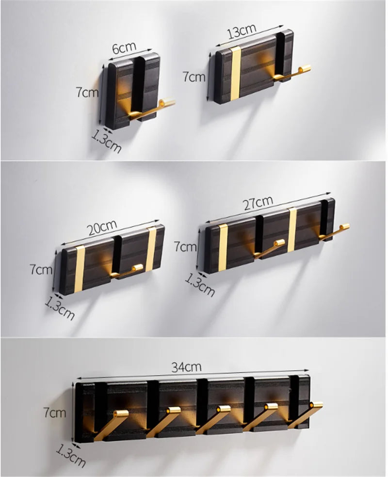 Afralia™ Aluminum Folding Robe Hook Black Gold Wall Mount Towel Hanger Kitchen Door Hook