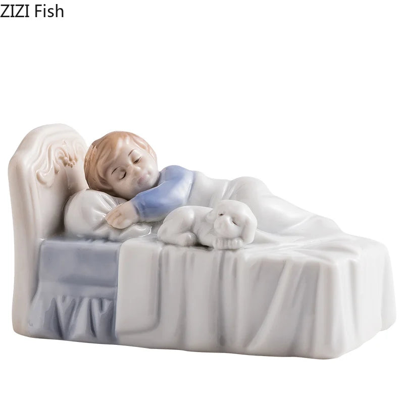 Afralia™ Ceramic Family Figure Sculpture for Living Room Decor - Baby Crafts Figurine